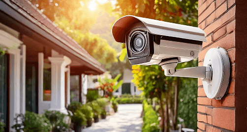 Câmera de segurança monitorando imóvel protegido